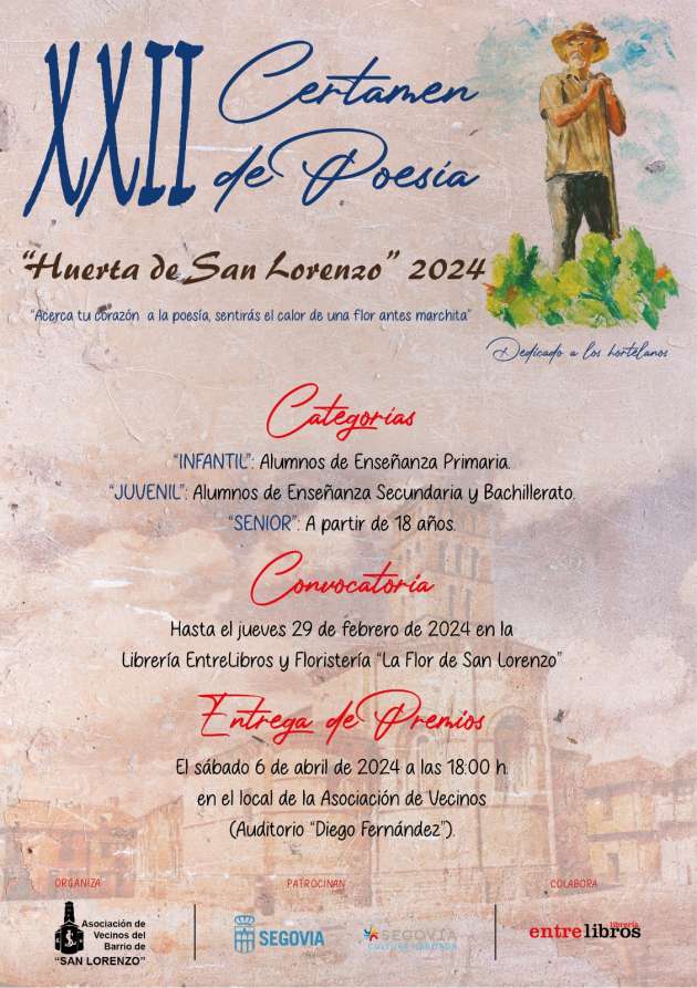 Vuelve el certamen de poesía de San Lorenzo Vuelve el certamen de poesía de San Lorenzo