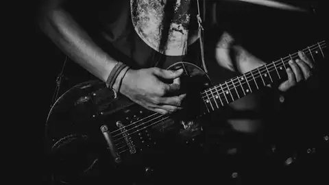 Imagen de archivo de una guitarra eléctrica Imagen de archivo de una guitarra eléctrica