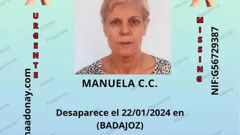 Manoli Castillejo lleva desaparecida en Badajoz desde la tarde del lunes Manoli Castillejo lleva desaparecida en Badajoz desde la tarde del lunes