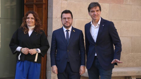 Aragon&egrave;s, amb la vicepresidenta Vilagr&agrave; i el viceconseller Sabri&agrave;.