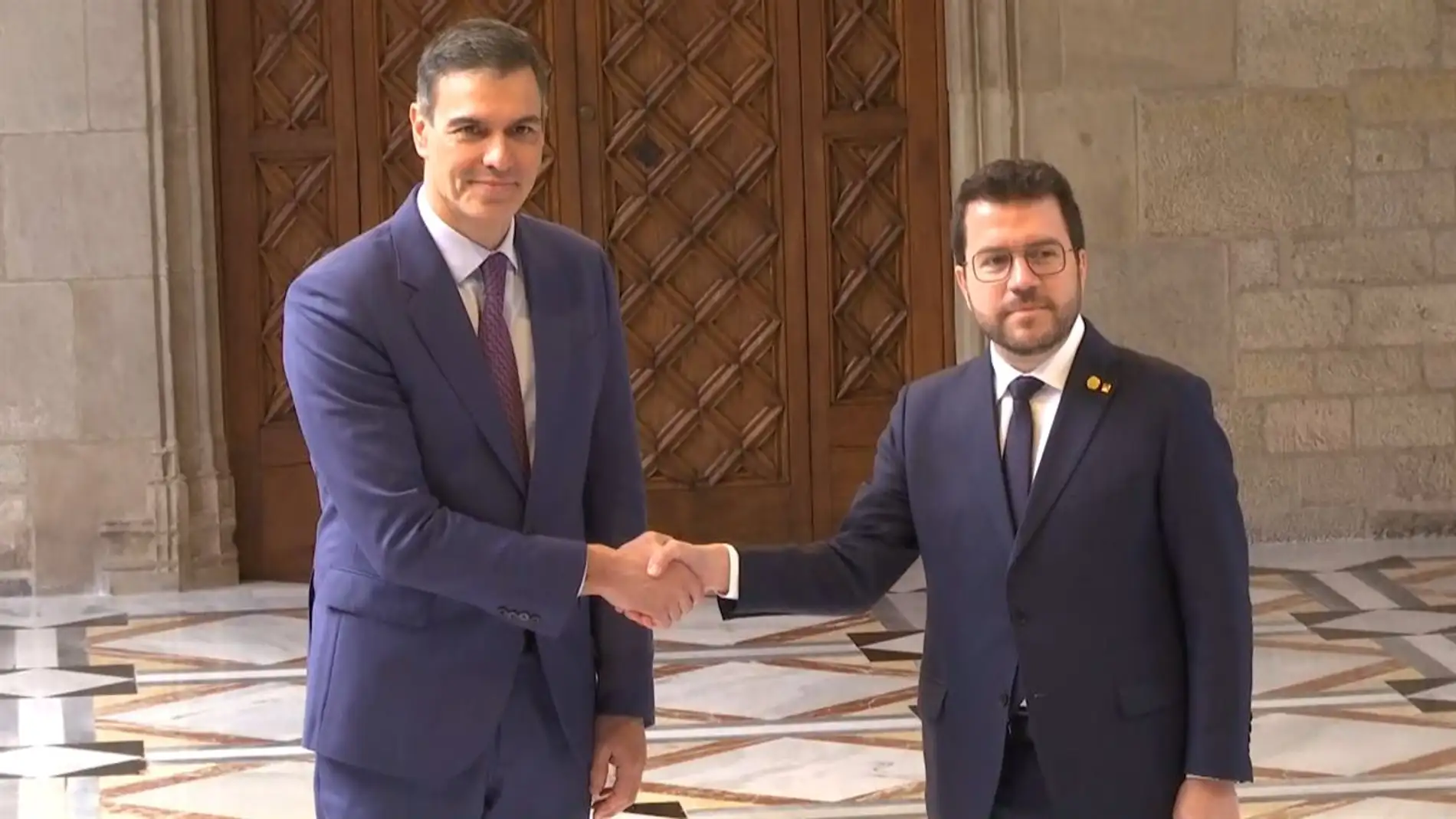 Pere Aragonès i Pedro Sánchez, al Palau de la Generalitat