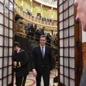 El presidente del Gobierno, Pedro Sánchez, a su salida tras la sesión que acabó con el 'no' de Junts a la amnistía.