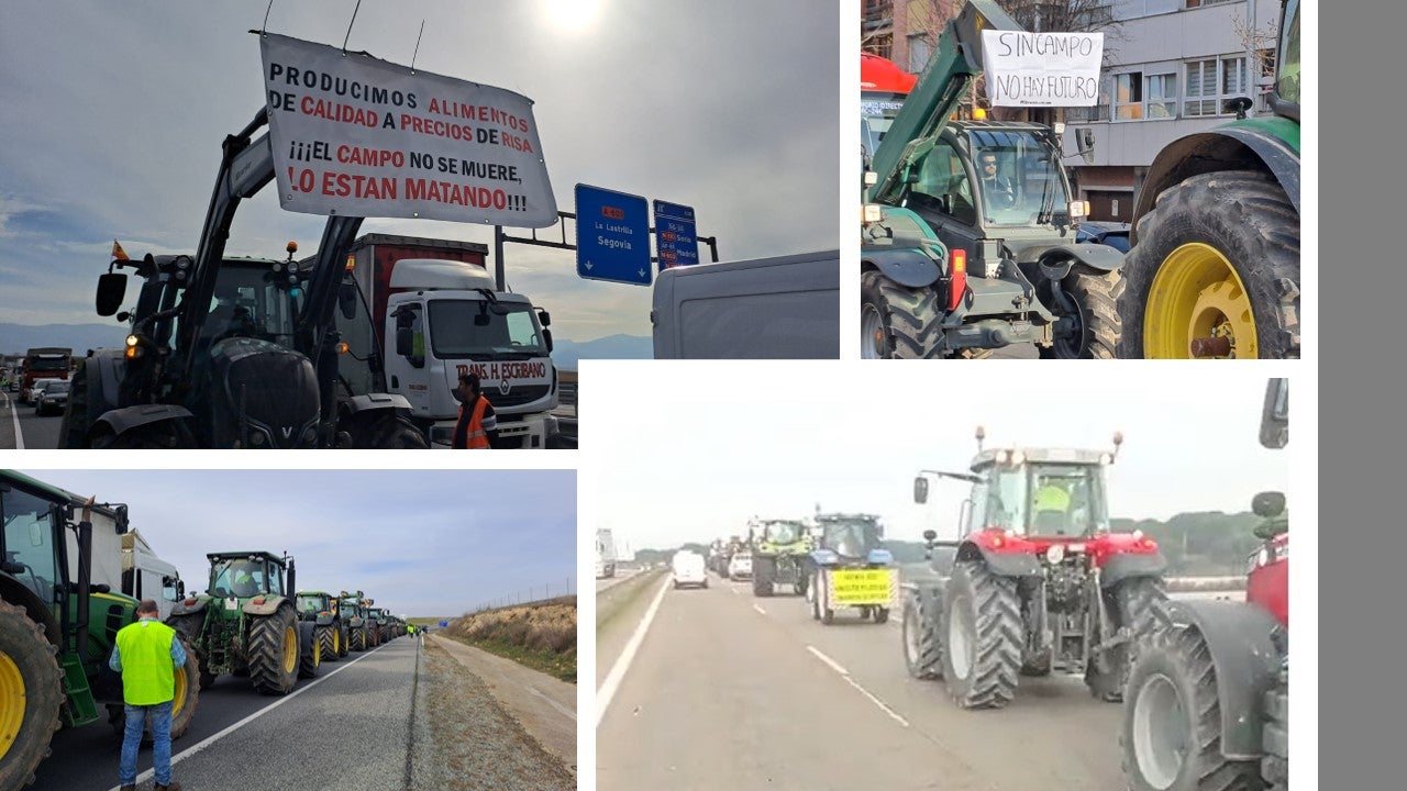 Agricultores y ganaderos se manifiestan por las carreteras segovianas Agricultores y ganaderos se manifiestan por las carreteras segovianas