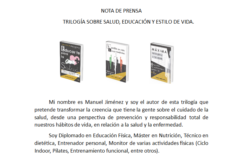 Manuel Jesús Jiménez recoge en sus libros un compendio de conocimientos para mejorar nuestro estado físico, mental, emocional y espiritual Manuel Jesús Jiménez recoge en sus libros un compendio de conocimientos para mejorar nuestro estado físico, mental, emocional y espiritual