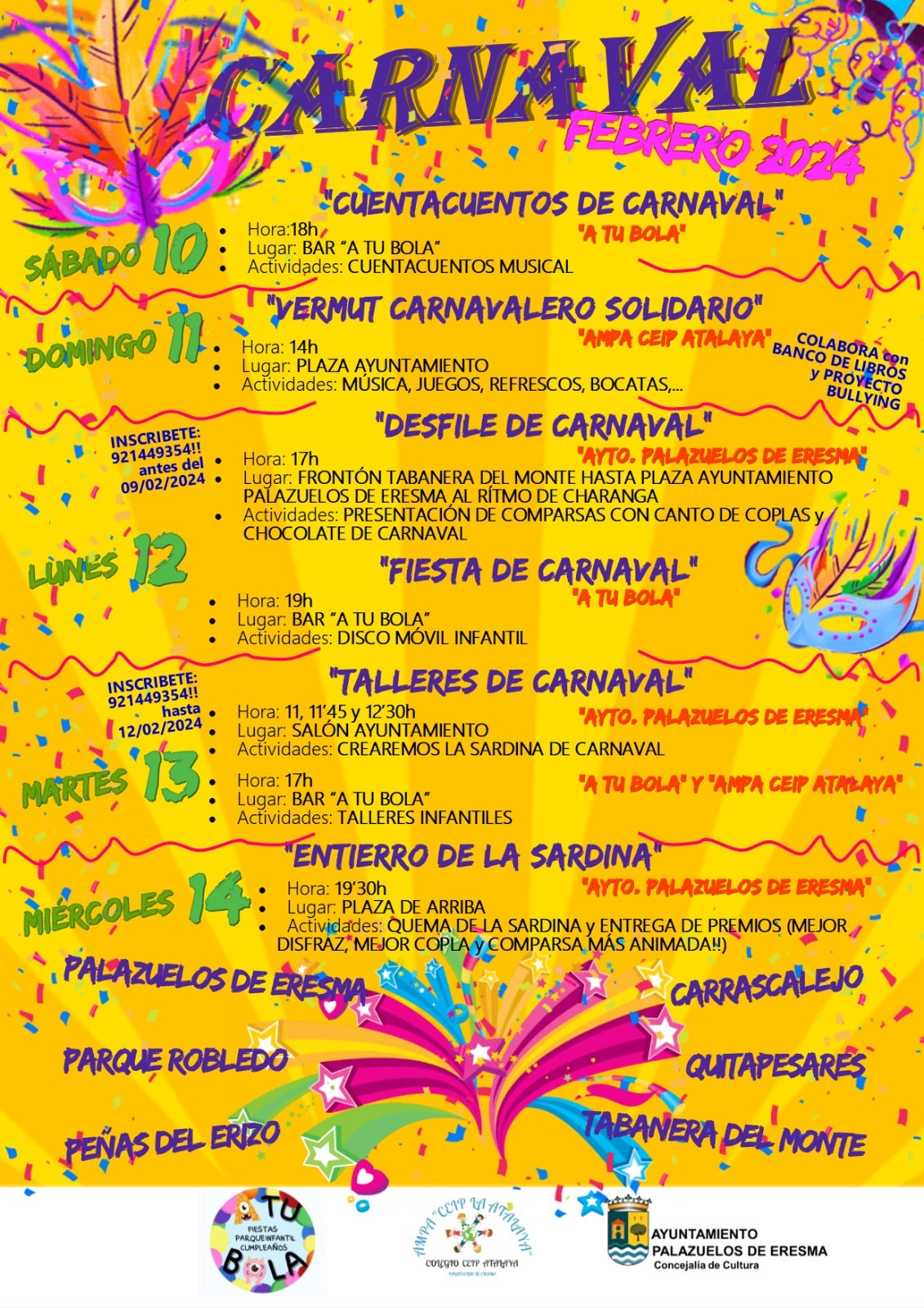 Palazuelos comienza este sábado cinco días intensos de actividad carnavalera en el municipio Palazuelos comienza este sábado cinco días intensos de actividad carnavalera en el municipio