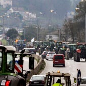 Tractores marchando en la ciudad de Ourense
