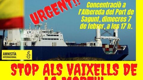 Cartel de la concentración &quot;STOP a los barcos de la muerte&quot;