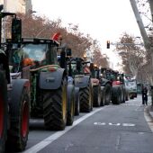 Tractores durante la movilización de Barcelona