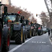 Tractores durante la movilización de Barcelona Tractores durante la movilización de Barcelona