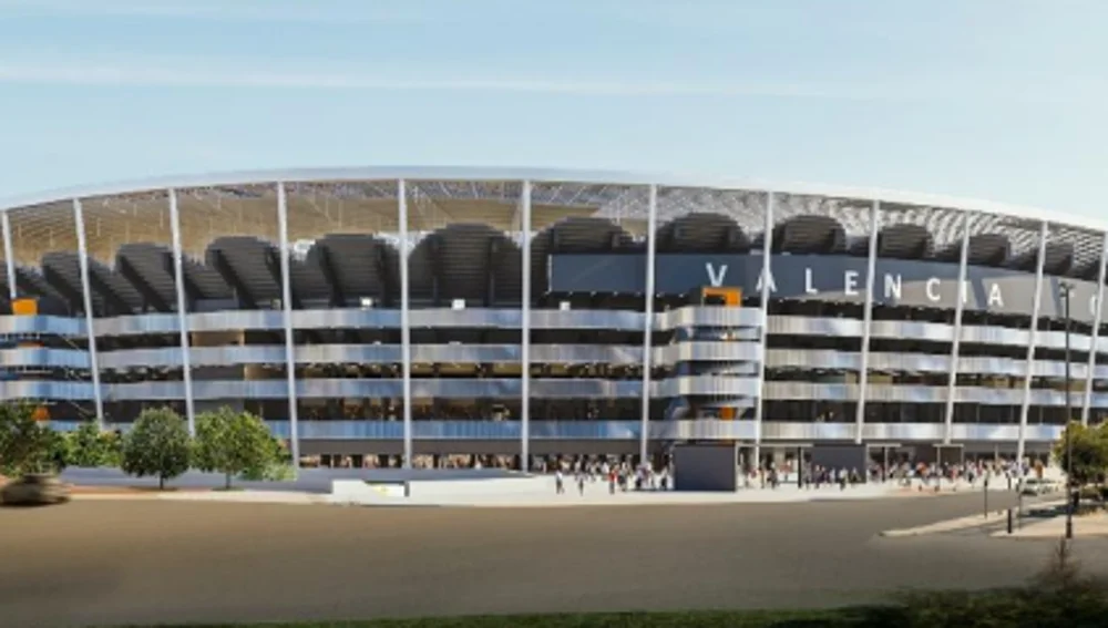 Aspecto exterior del proyecto del nuevo Mestalla presentado por el Valencia en enero al Ayuntamiento de la ciudad