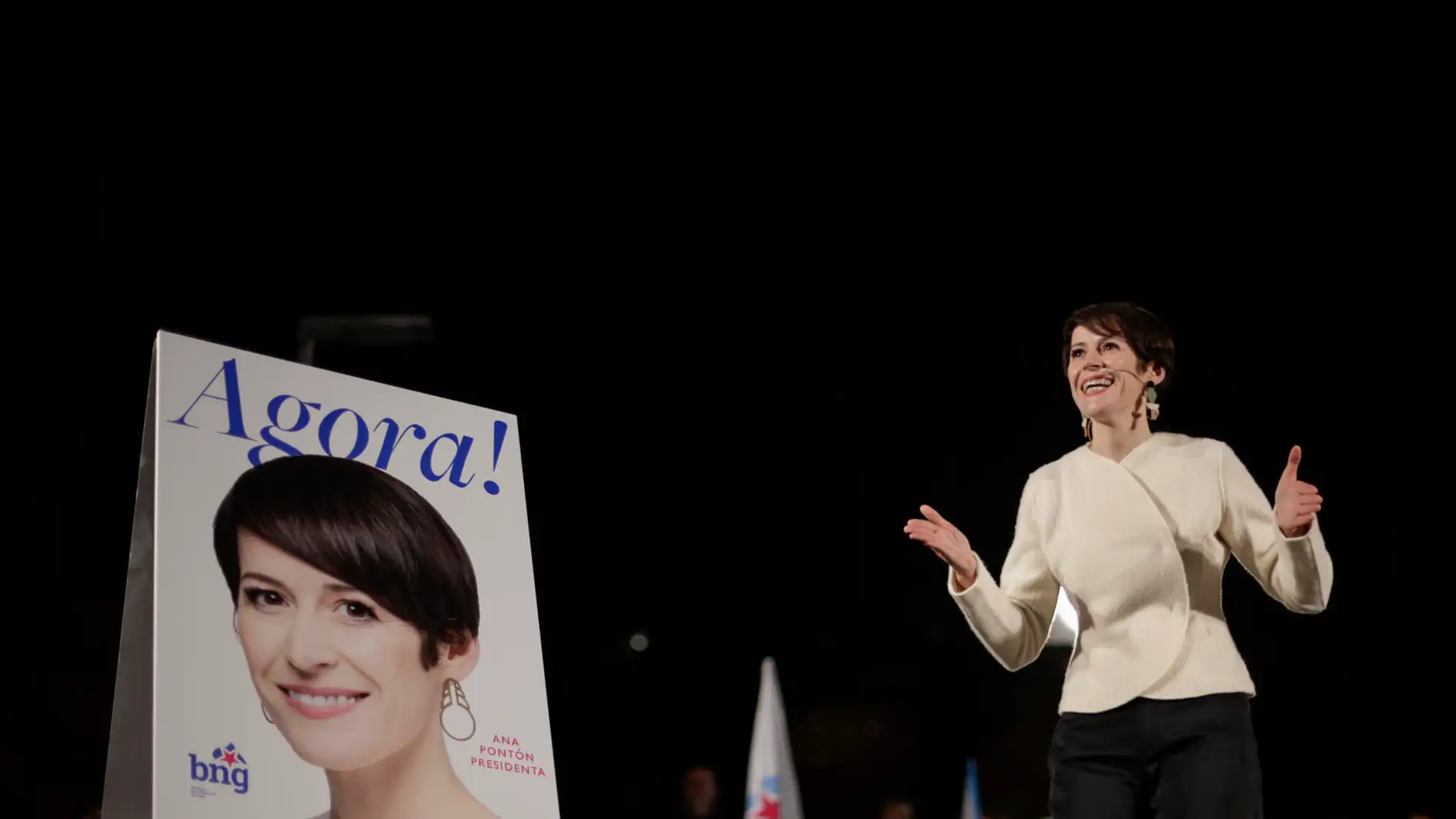 La portavoz nacional del BNG, Ana Pontón, durante el acto de apertura de la campaña electoral.