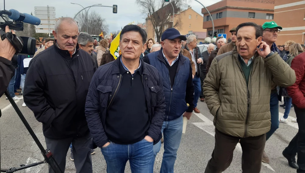 Dirigentes agrarios en la protesta de Ciudad Real