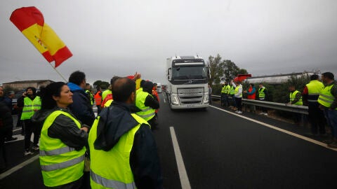 Protestas de agricultores en la autovía A-4