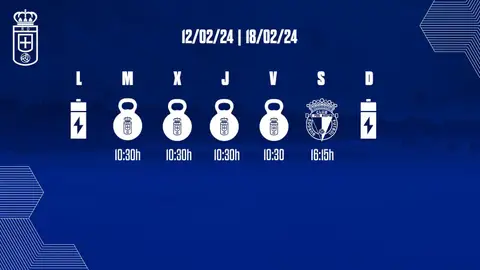 12-2 Plan semanal de trabajo del Oviedo 12-2 Plan semanal de trabajo del Oviedo