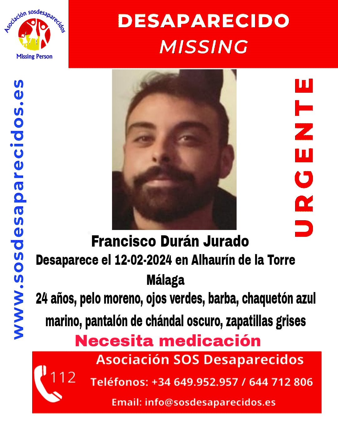 Se busca a Francisco Durán en Málaga Se busca a Francisco Durán en Málaga