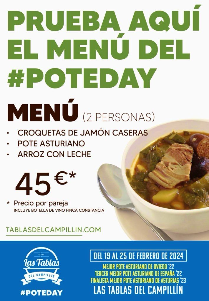 El viernes 23 de febrero se celebra la segunda edición POTEDAY, el día mundial del pote asturiano El viernes 23 de febrero se celebra la segunda edición POTEDAY, el día mundial del pote asturiano