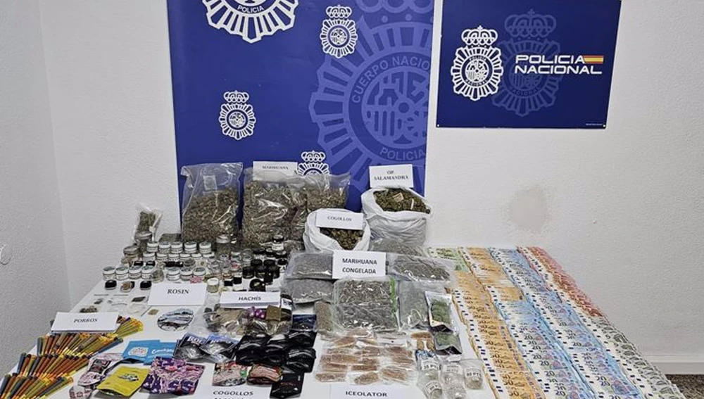 Material requisado por la Policía Nacional en una operación de desmantelamiento del primer laboratorio de España de producción de 'rosin' en Arona