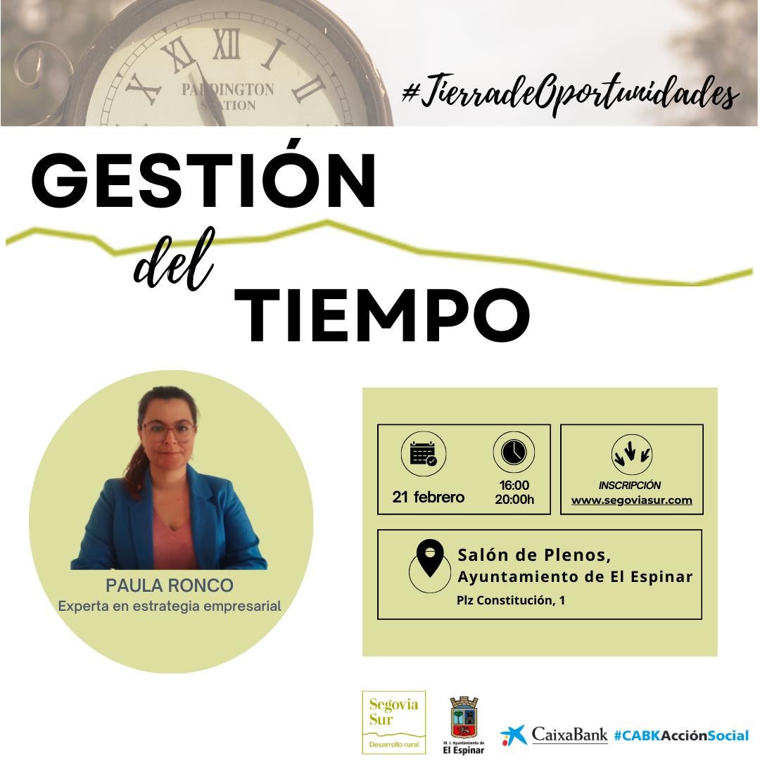 Curso de gestión del tiempo en Segovia Sur Curso de gestión del tiempo en Segovia Sur
