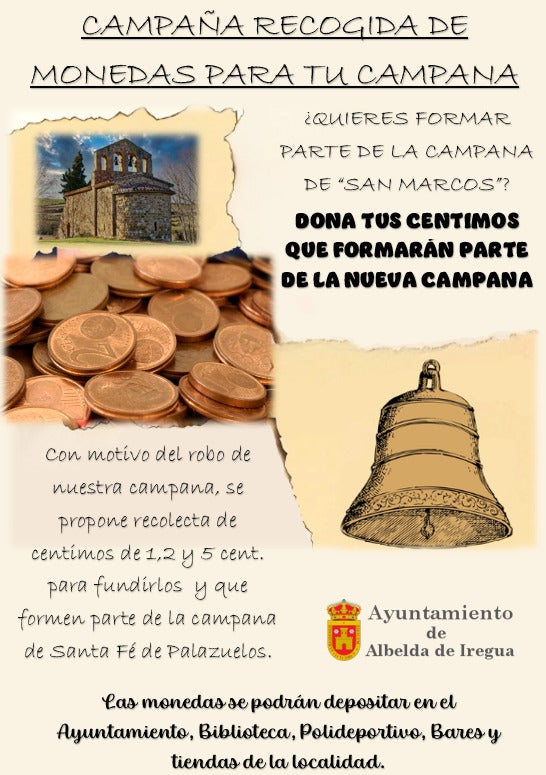 Albelda de Iregua recoge céntimos para fundir una campana Albelda de Iregua recoge céntimos para fundir una campana