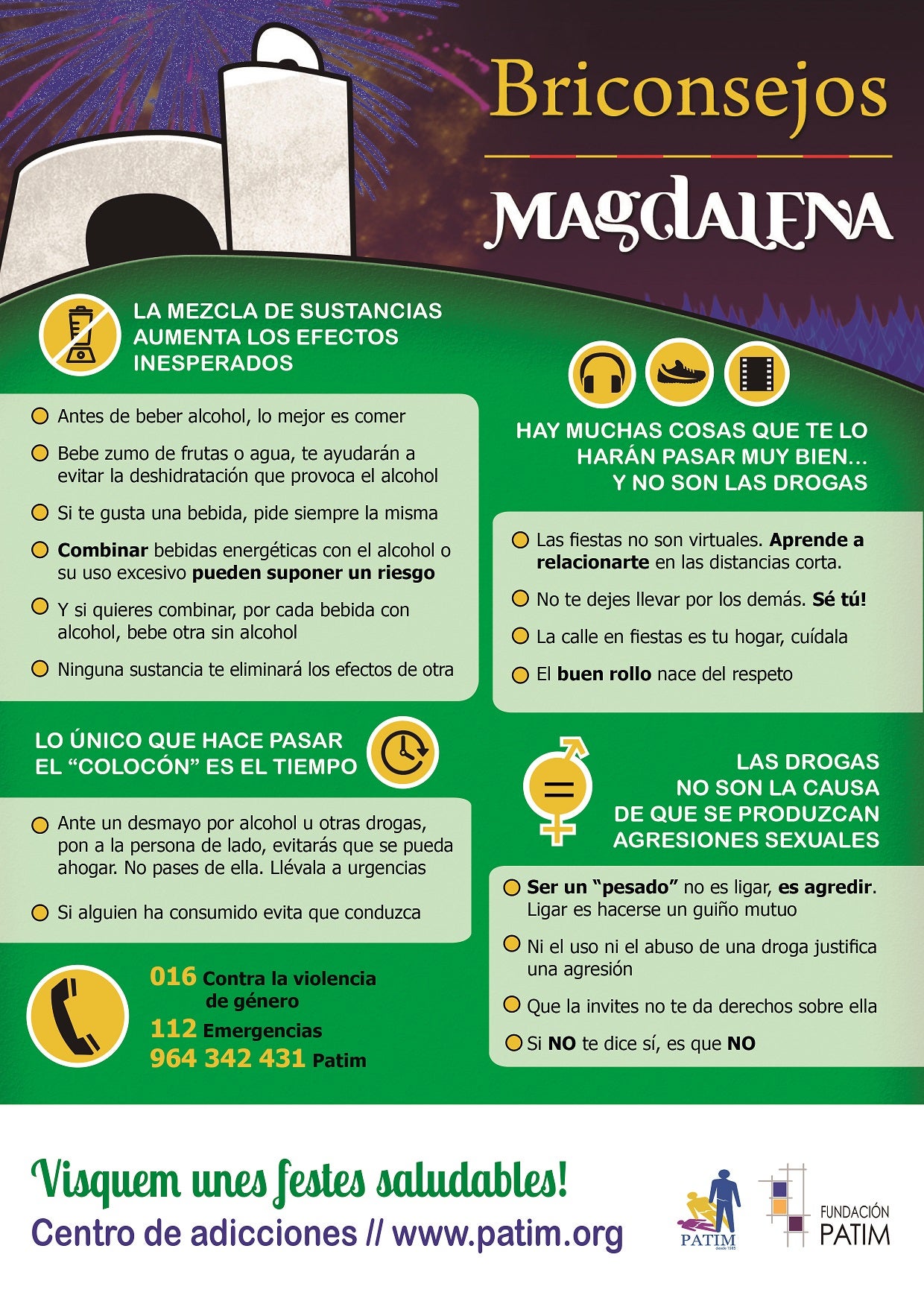 La ONG PATIM edita su guía para evitar abuso de alcohol y drogas en Fallas y Magdalena La ONG PATIM edita su guía para evitar abuso de alcohol y drogas en Fallas y Magdalena