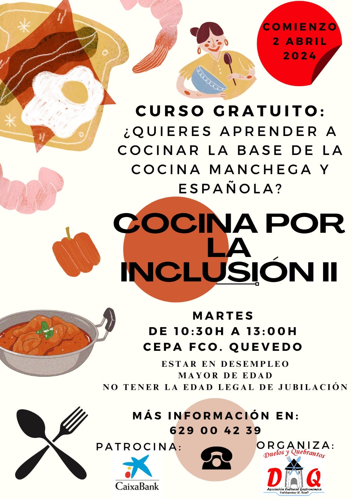 Duelos y Quebrantos convoca el curso "Cocina por la inclusión II" en Valdepeñas Duelos y Quebrantos convoca el curso "Cocina por la inclusión II" en Valdepeñas