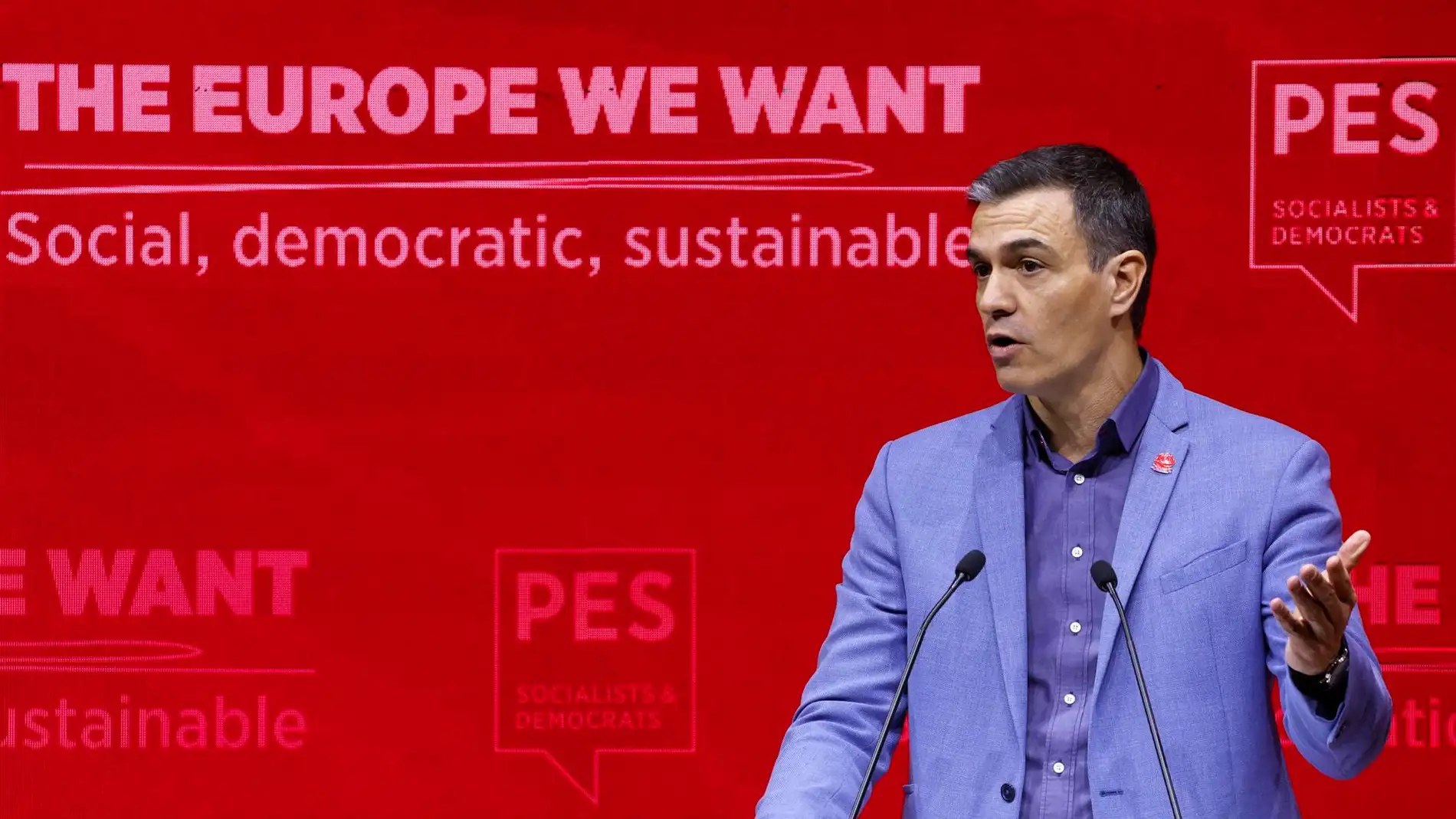 Pedro Sánchez durante su intervención en el Congreso de los Socialistas Europeos