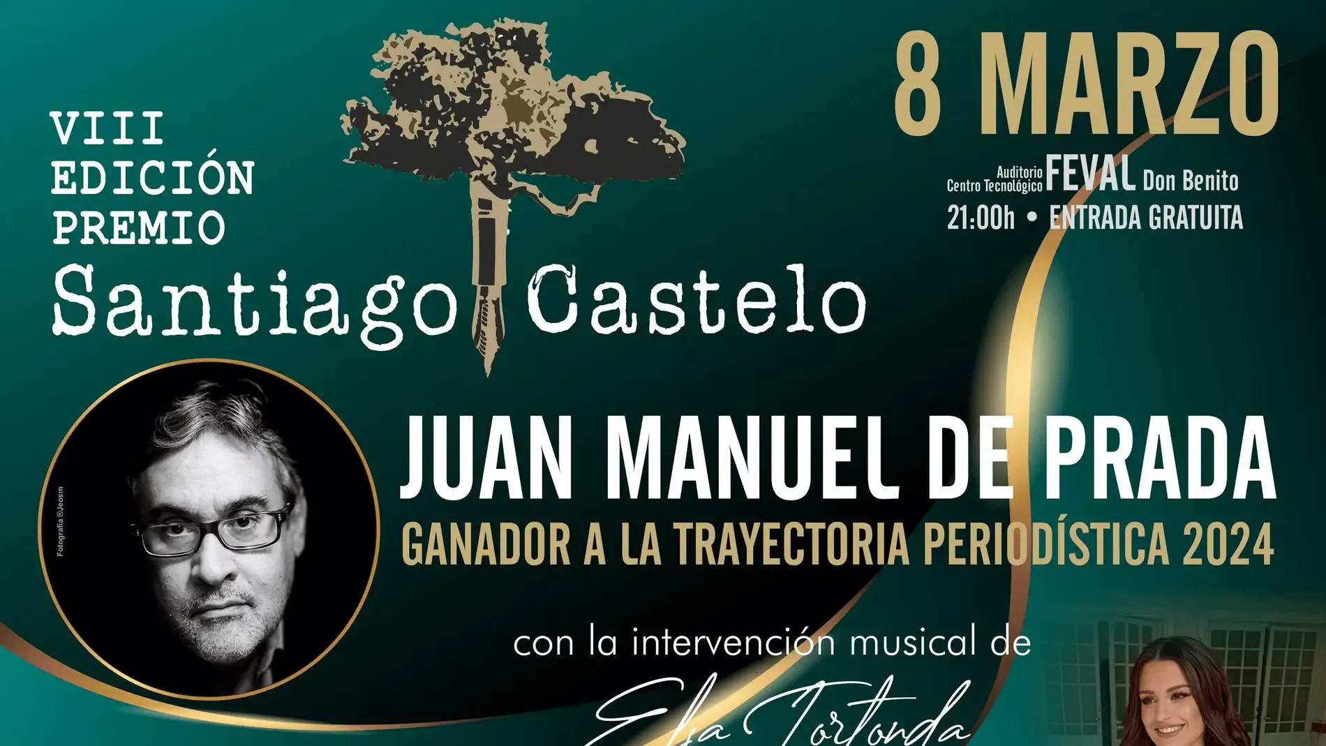 Juan Manuel de Prada recibe el VIII premio Santiago Castelo en Don Benito