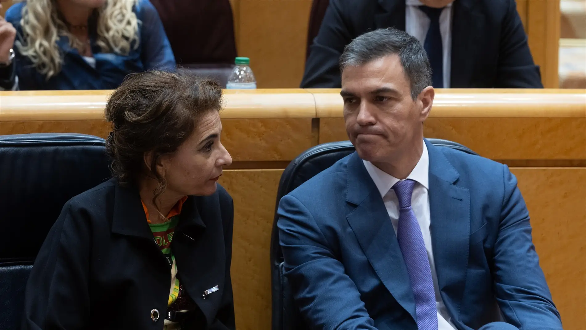 Pedro Sánchez y María Jesús Montero en el Senado