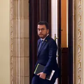 Pere Aragonès antes de la Sesión de debate de los presupuestos catalanes Pere Aragonès antes de la Sesión de debate de los presupuestos catalanes