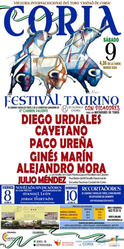 Diego Urdiales, Cayetano Rivera, Paco Ureña, Ginés Marín y Alejandro Mora en un festejo taurino en Coria el 24 de marzo Diego Urdiales, Cayetano Rivera, Paco Ureña, Ginés Marín y Alejandro Mora en un festejo taurino en Coria el 24 de marzo