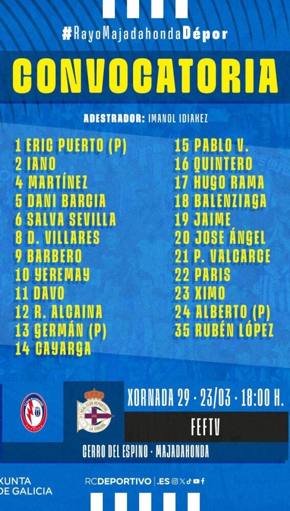 Convocatoria del Deportivo para Majadahonda, sin Lucas Pérez