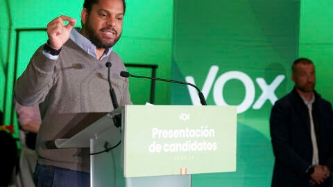 El secretario general de Vox, Ignacio Garriga, durante el acto de presentaci&oacute;n de los candidatos de su partido a las elecciones vascas