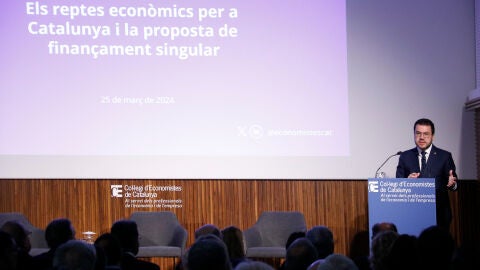 Pere Aragonès, en un acte celebrat al Col·legi d&#39;Economistes de Catalunya