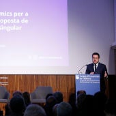 Pere Aragonès, en un acte celebrat al Col·legi d'Economistes de Catalunya