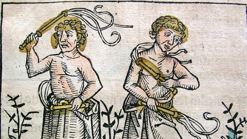 Flagelantes en Cr&oacute;nicas de N&uacute;remberg (1493) de Hartmann Schede