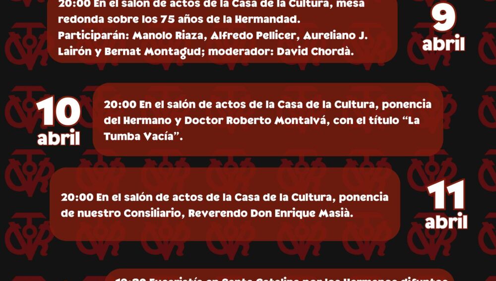 Actos 75 aniversario Santo Sepulcro Alzira