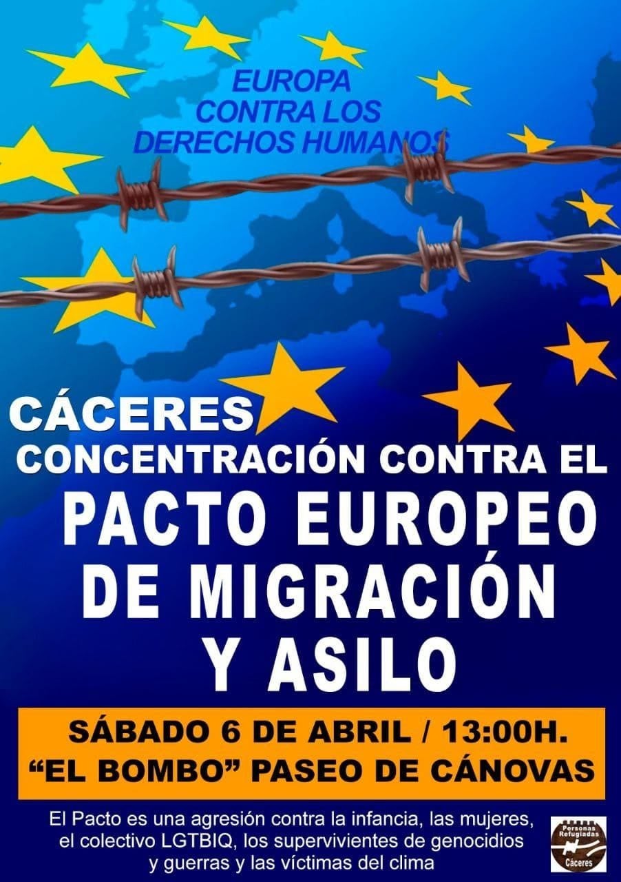 Badajoz, Cáceres y Mérida acogen este sábado concentraciones contra el Pacto Europeo de Migración y Asilo Badajoz, Cáceres y Mérida acogen este sábado concentraciones contra el Pacto Europeo de Migración y Asilo