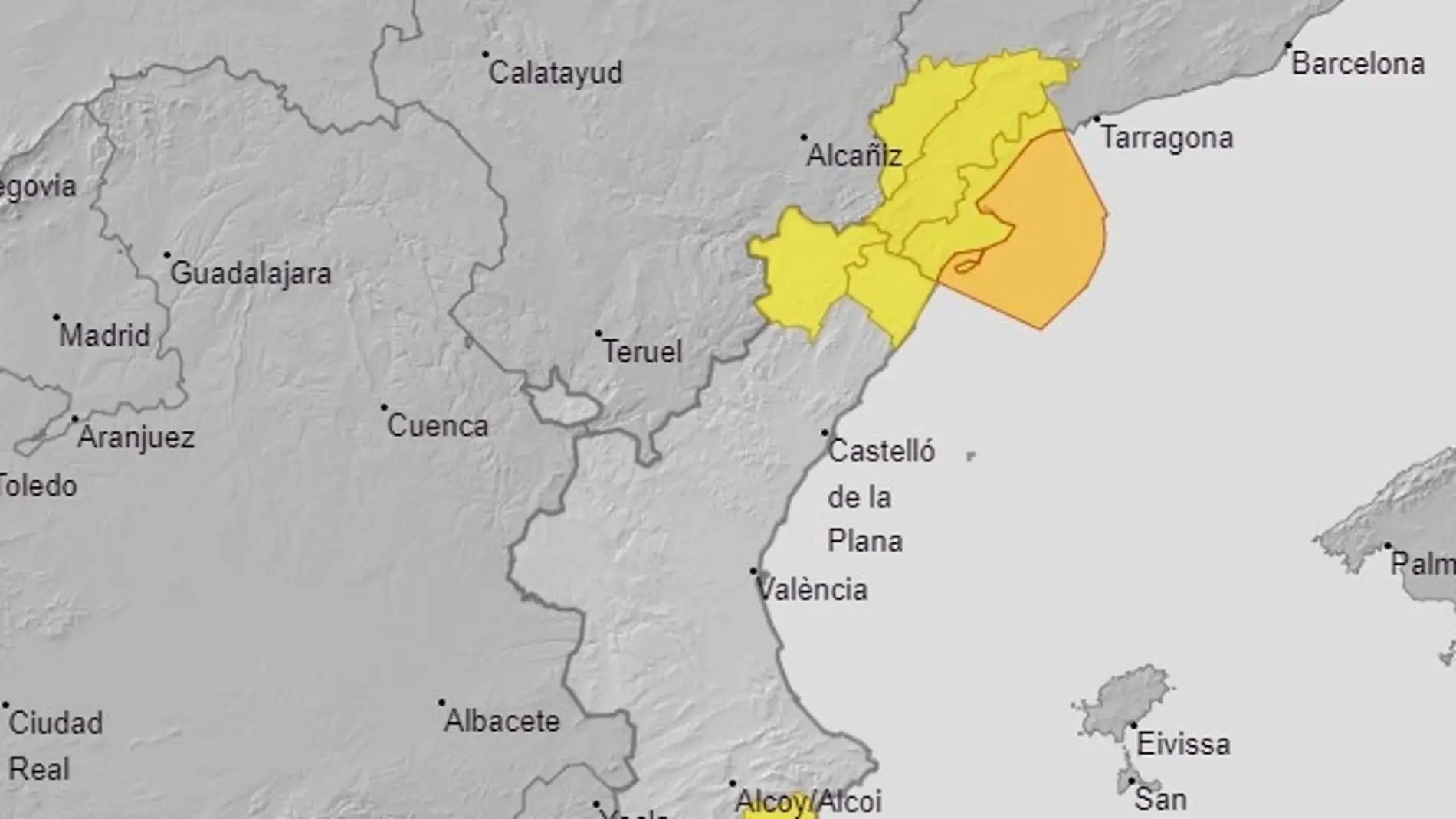 El norte de Castellón en la alerta amarilla este martes por fuertes vientos