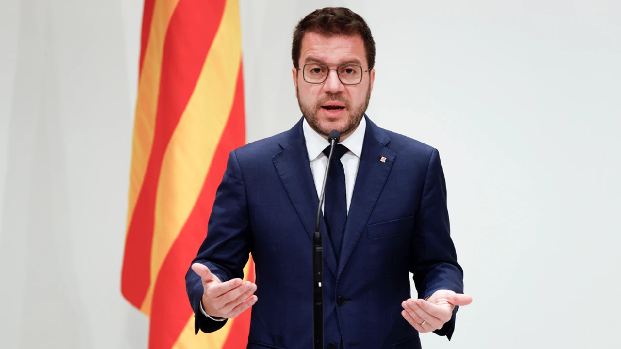 El presidente de la Generalitat, Pere Aragonès, durante un acto con los delegados del Govern en el exterior