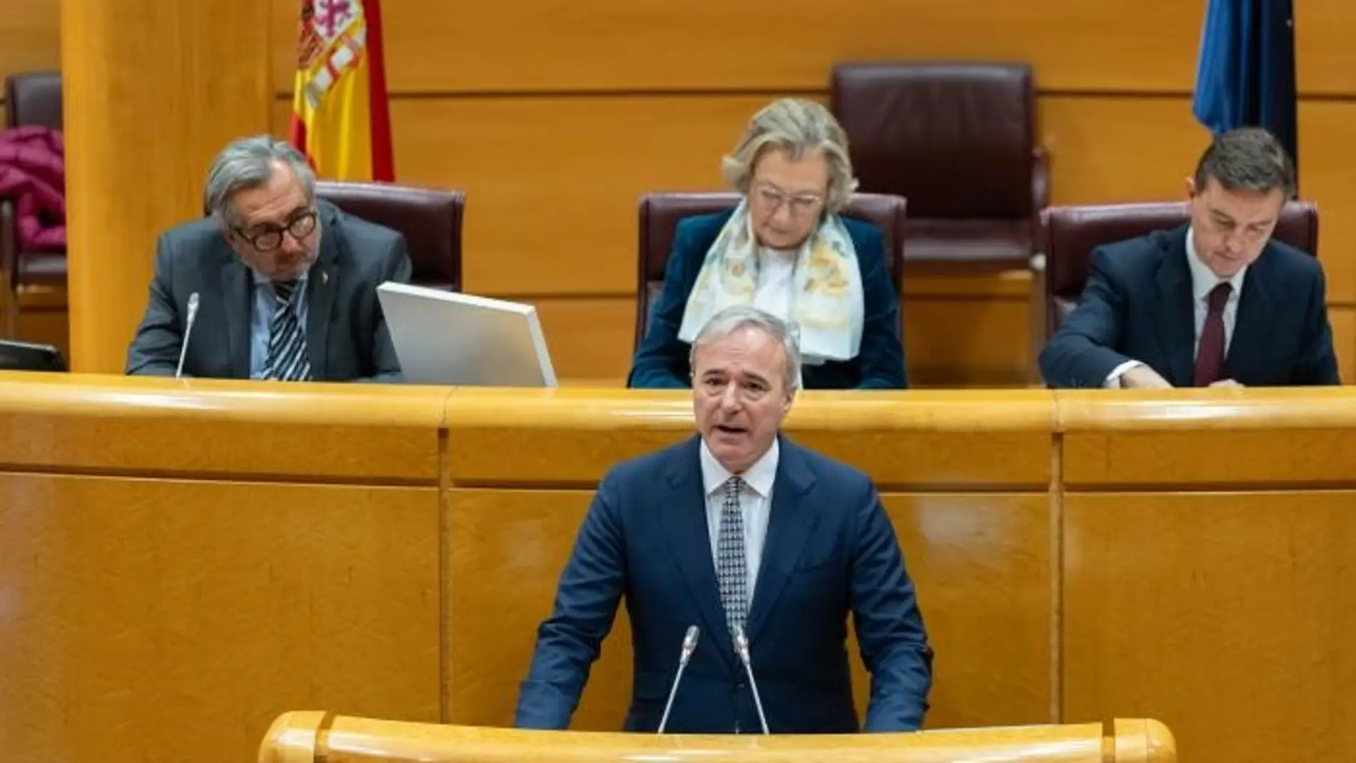 El presidente Azcón durante su intervención en el Senado
