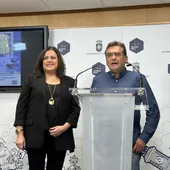 Fátima de la Flor y Gregorio Berjaga en la presentación del Mercado del Quijote Fátima de la Flor y Gregorio Berjaga en la presentación del Mercado del Quijote