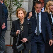 La reina Sofía, en su última aparición pública el pasado lunes en el funeral en memoria de Fernando Gómez-Acebo