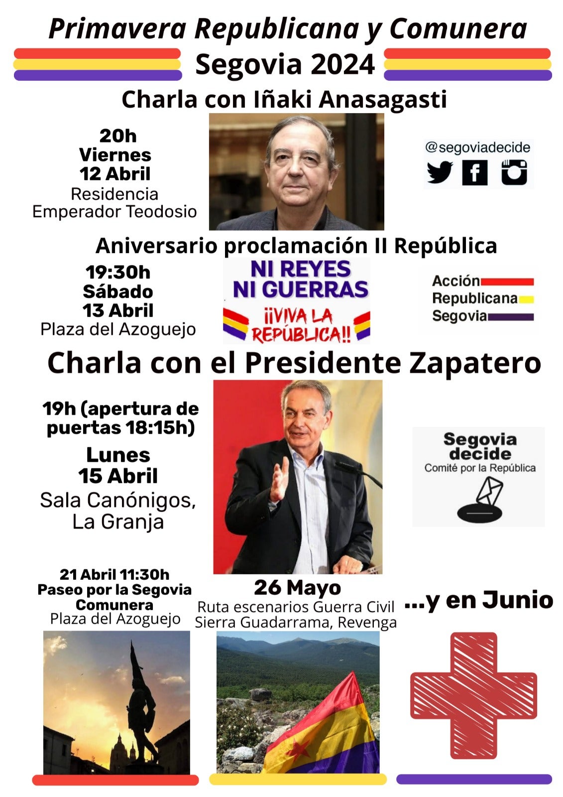 Anasagasti y Zapatero participan en las actividades de primavera de Segovia Decide República Anasagasti y Zapatero participan en las actividades de primavera de Segovia Decide República