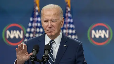 El presidente de Estados Unidos, Joe Biden, durante una rueda de prensa Biden pronostica que Irán atacará Israel "más pronto que tarde"