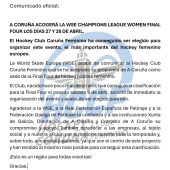El Hockey Club Coruña organizará la final four europea