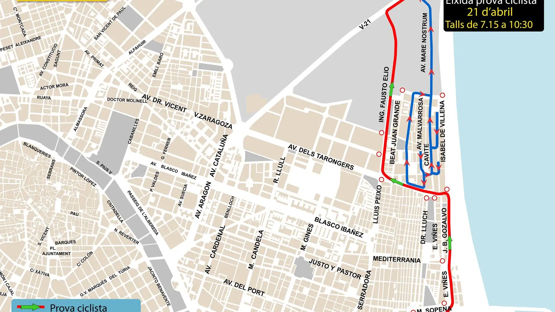 Cortes al tráfico y restricciones de estacionamiento en València por el Ironman 70.3
