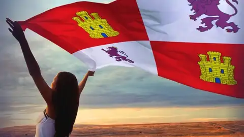 NIÑA CON BANDERA DE CASTILLA Y LEON NIÑA CON BANDERA DE CASTILLA Y LEON