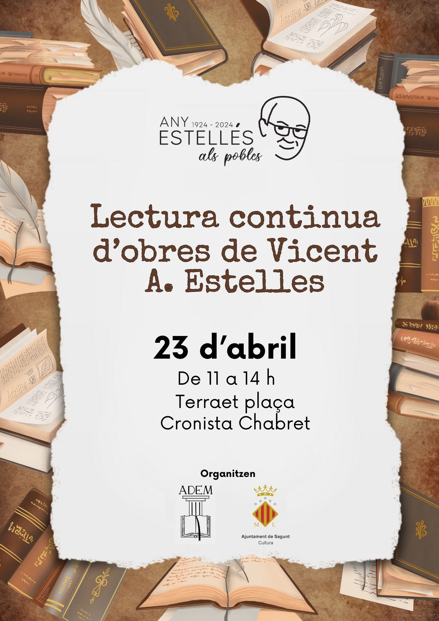 La plaza Cronista Chabret se llena de poemas de Vicent Andrés Estellés La plaza Cronista Chabret se llena de poemas de Vicent Andrés Estellés