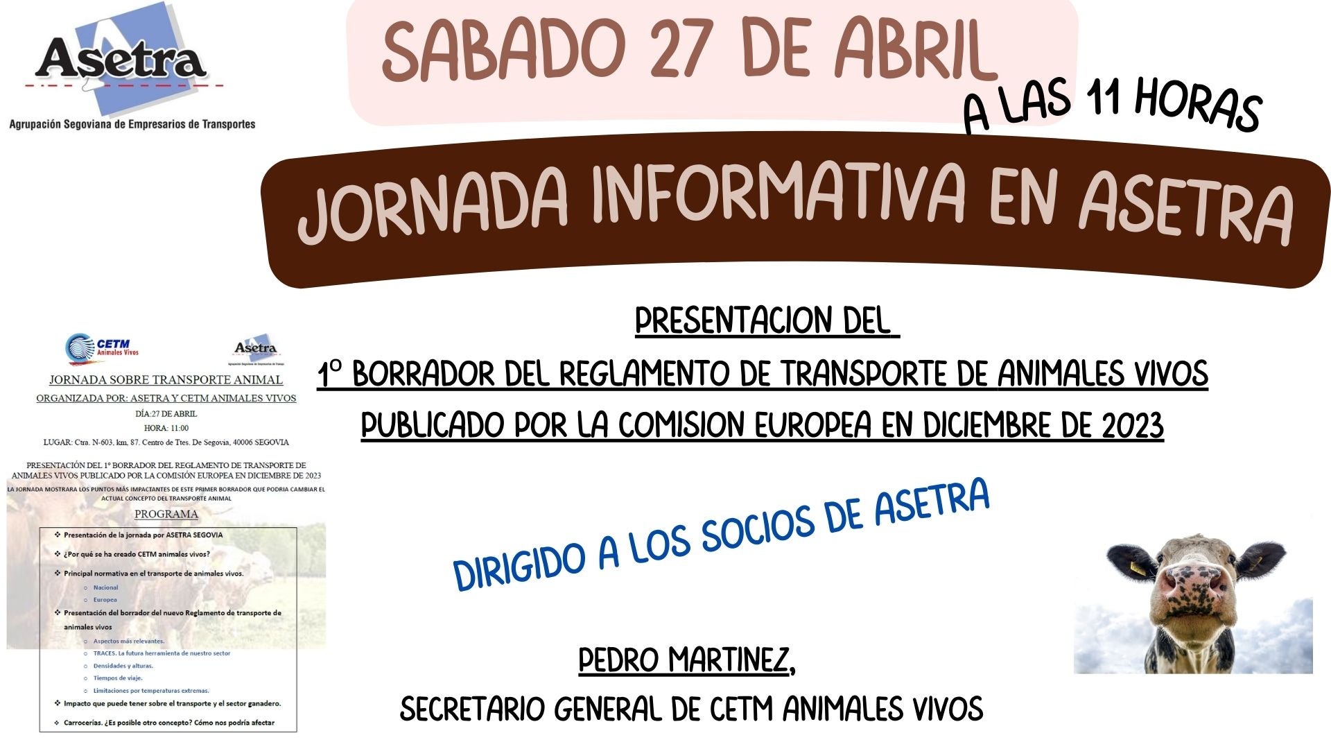 Asetra celebra una jornada de transporte de animales para analizar las novedades del sector en esta actividad Asetra celebra una jornada de transporte de animales para analizar las novedades del sector en esta actividad