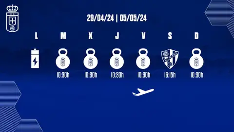 Plan de trabajo del Oviedo en la semana del 29 de abril Plan de trabajo del Oviedo en la semana del 29 de abril